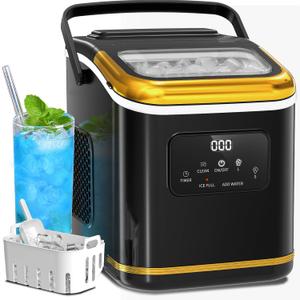 Ice Maker Machine countertop Self Cleaning Portable Compact Small Bullet Ice Maker with Digital Screen, 9 Cubes in 6 Mins,26lbs in 24Hrs, for Camping Dorm Home Outdoor