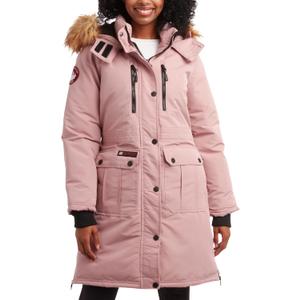CANADA WEATHER GEAR Womens Parka, Warm Winter Coat for Women, Insulated Winter Jacket for Women, Faux Fur Removable Hood (Small, Red)