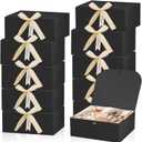 GLGHMH 12Sets Valentines Day Gift Boxes with Lids,10x8x4inch Large Black Paper Present Box,Bridesmaid Proposal Box with Ribbon Thank You Card,for Wedding Birthdays Baby ShowerBlack