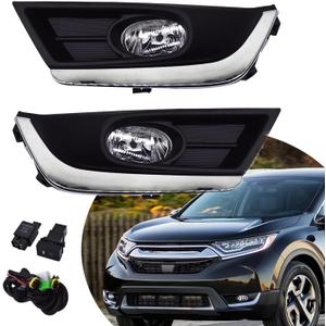 1 Pair of Fog Light Assembly with Chrome Bezel and Bulbs Wiring Kit Left and Right Side Replacement for CRV 2017 2018