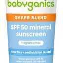 Babyganics SPF 50 Mineral Sunscreen Lotion, Sheer Blend, UVA UVB Protection, Octinoxate & Oxybenzone Free, Water Resistant, Fragrance Free, 8 oz