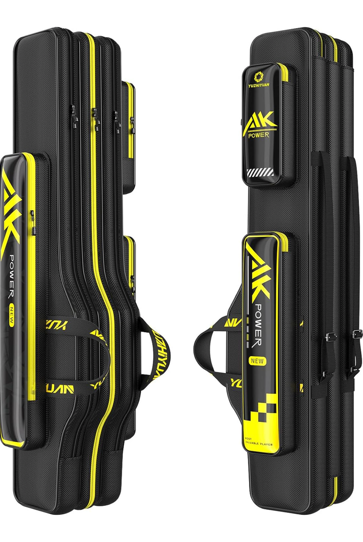 Fishing Rod Case Triple-Layer 1680D Heavyweight Oxford Fishing Pole Case & Bag Wire-Reinforced Non-Deforming Frame Quick-Access Compartments Anti-Sag Structure Fishing Rod Bag Fishing Gift for Men