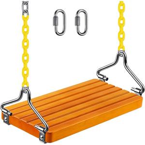 SELEWARE Hanging Wooden Swing Seat, 17.5" x 8.2", 2 Carabiners, Tree Swing for Adults and Kids, Indoor or Outdoor Backyard, 500 lbs Capacity
