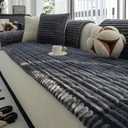 Sofa Couch Cover, Sofa Covers for Dogs Washable, Non-Slip Striped Sofa Slipcovers for Sectional Sofa, Sofa Cover Furniture Protector for L Shaped(Dark Grey, 27.6"x 59")