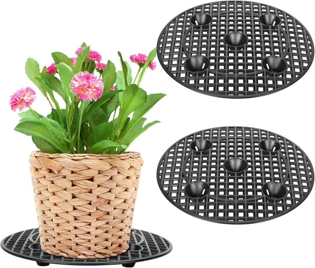 moonoom 2 Pieces Plant Level Pot Elevator-12 Inch Diameter Big Plant Stands ,Heavy Planter Holder Potted Plant Stand for Deck or Patio