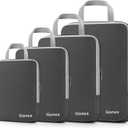 Gonex Compression Packing Cubes, 4pcs Expandable Storage Travel Luggage Bags Organizers (Deep Gray)