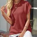 Saodimallsu Womens Cap Sleeve Sweater Top Summer Crew Neck Trendy Going Out Loose Knit Shirt (Red)