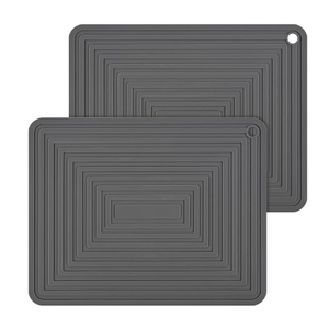 Silicone Trivets, Pads for Hot Dishes, Pots and Pans, Multipurpose Heat Resistant Mats for Kitchen Counter, Flexible Hot Pads for Kitchen, Durable Silicone Hot Mat Set 2 (Light Grey) (A01: Rectangular-teal)