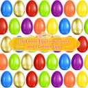 Letapapa 3.5'' Easter Eggs, 36 Pcs Empty Colorful Eggs Plus 1 Golden Eggs for Kids, Large Fillable Plastic Egg for Easter Hunt, Filling Treats for Easter Basket Stuffers, Party Favors Decoration