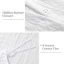 Ruffle Duvet Cover King Size, 3PCS Soft Washed Microfiber Vintage French Country Duvet Cover Set with Button Closure, White, 104x90 in