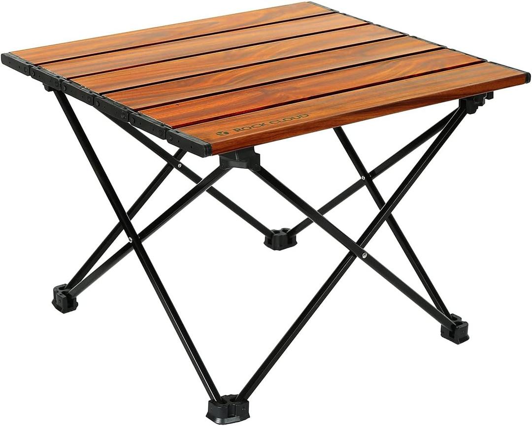 ROCK CLOUD Portable Camping Table Ultralight Aluminum Folding Beach Table Camp for Camping Hiking Backpacking Outdoor Picnic, Wood Grain, Small