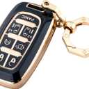 YHC For Chrysler Key Fob Cover Car Key Case Shell with Keychain (Black)