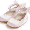 Baby Shoes Mary Jane Flats Non Slip Soft Sole Infant Toddler Sneakers First Walkers Party Christmas Dress Shoes (12-18 Months Toddler, A03 Pink)