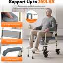 Bedside Commode Toilet with 4 Lockable Wheels, Shower Commode Wheelchair