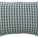 Pack Of 2 Creative Co-Op Woven Recycled Cotton Blend Lumbar, Teal and White Pillow Covers, 24" L x 16" W x 0" H, Multicolor