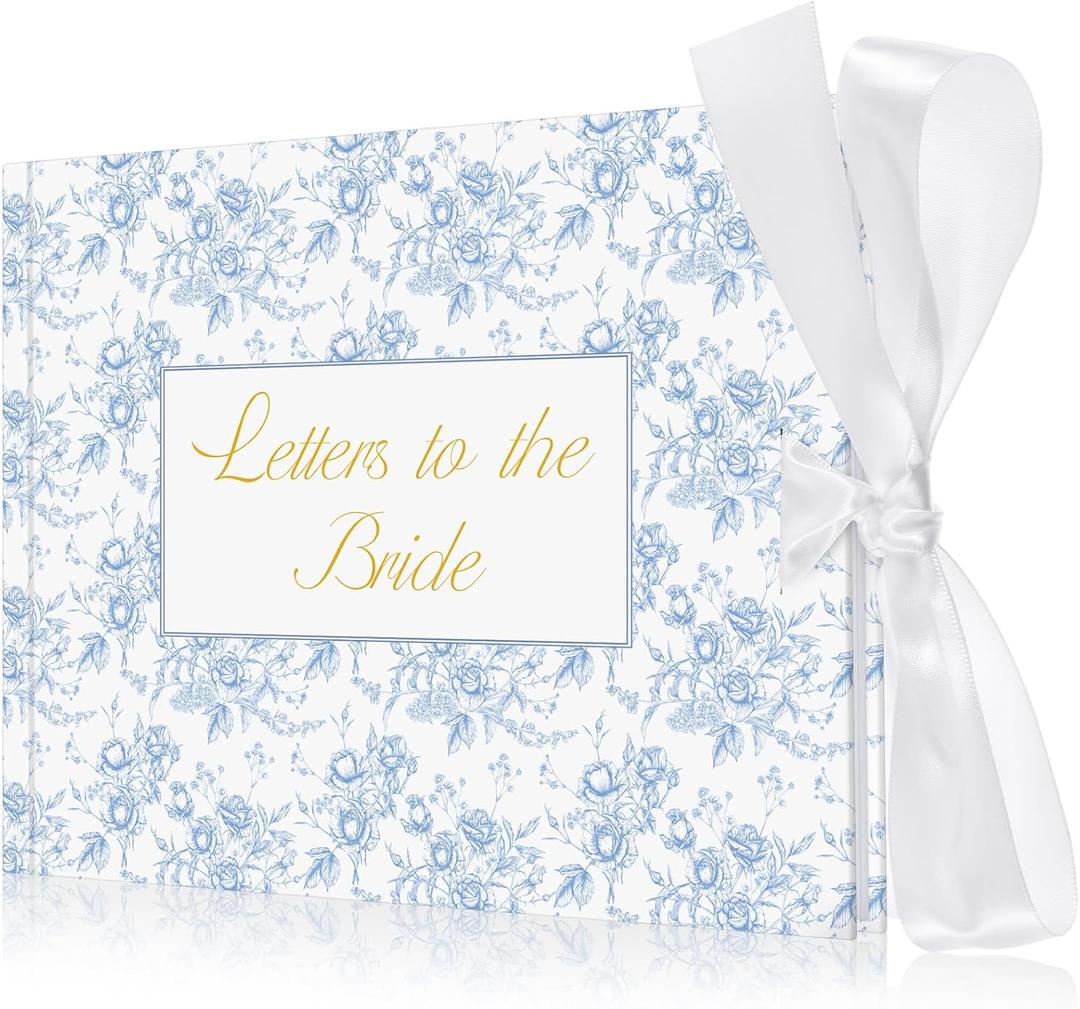 8.5 x 7 Inch Wedding Guest Book Letters to the Bride Scrapbook Wedding Memory Book Bridal DIY Blank Paper Scrapbook Photo Album Guest Sign (Blue,Classic)