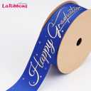 LaRibbons Graduation Ribbon 4 Rolls 1" and 3/8" 20 Yards TTL, Blue and White Gold Congrats Grad Satin Grosgrain Ribbon for Gift Wrapping Class of 2025 Grad Party Lei Making