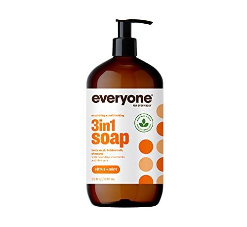 Everyone 3-in-1 Soap, Body Wash, Bubble Bath, Shampoo, 32 Ounce (Pack of 2), Citrus and Mint, made with Essential Oils for Men and Women
