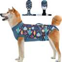 Recovery Suit for Dogs Cats,Female Male Dog Onesie for Spay Neuter,Substitute E-Collar & Cone,Anti-Licking Breathable Onesie for Dogs Cats (Fish,L)