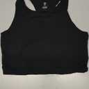 BAMBOO COOL Girls Tank Tops Crop Top Double Lined High Crew Neck Racerback Cropped Undershirts Dance Yoga Gymnastics, M, Black