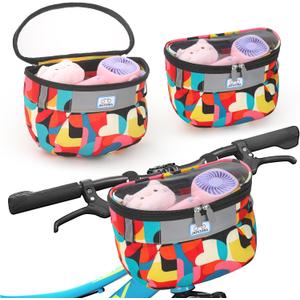 Kids Bicycle Basket, Front Frame Handlebar Bag for Toddler Scooter Tricycle Bike, Fabric Bicycle Basket for Boys & Girls (W/No Strap)