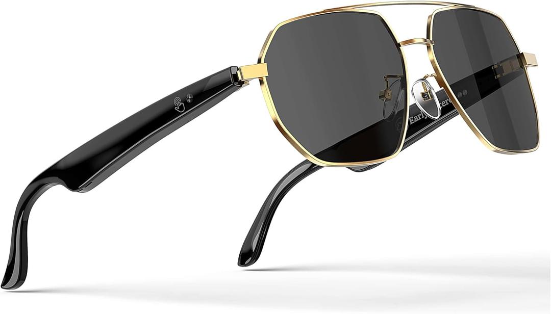 AI Smart Glasses with Chat GPT, AI Translation Glasses with 164 Language, Classic Aviator Sunglasses with Voice Assistant/AI Calling, IP65 Waterproof, Multifunctional Smart Glasses for Men Women