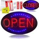 CLOSED OPEN LED SIGN, Jumbo 23" X 14" Advertisement Sign Board Electric Powered Display with Ultra Bright Light and a Modern Design, Perfect for Coffee Shop, Bar, Hotel, Restaurant, Drugstore & more