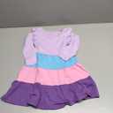 Girl Long Sleeve Dress Ruffle Rainbow Color Block Cotton Casual Tiered Pleated Twirly Dress 2T