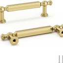 Goldenwarm 25 Pack 3 Inch Gold Cabinet Pulls Brushed Gold Cabinet Pulls Drawer Handles Kitchen Drawer Handles Zinc Alloy Dresser Hardware for Bathroom Cupboard Bedroom, 76mm Hole Centers