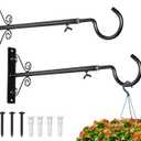 BOLITE Bird Feeder Hanger(16 to 24 Inch), Adjustable Hanging Plant Brackets, Plant Hangers for Hanging Bird Feeders, Planters, Lanterns, Wind Chimes, String Lights, 2 Pack, Black