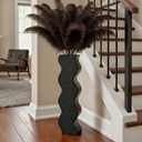 Modern Black Wave Floor Vase, 23.6 Inch Tall Decorative Vase for Large Pampas Grass, Feathers, Dried Flowers, Home Decor for Living Room, Fireplace Mantel, Bedroom - Resin Vase