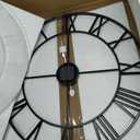 Antique Tower 24 inch Large Roman Numeral Wall Clock, Indoor Outdoor Patio Waterproof Oversized Decorative Contemporary Clock, Antique Black Metal Wall Clock Battery Operated Retro Art Hanging Clock,2