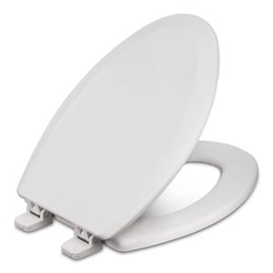 Centoco Elongated Toilet Seat, Heavy-Duty Wood Core with Plastic Scratch-Resistant Finish, Made in the USA, 900-001, White