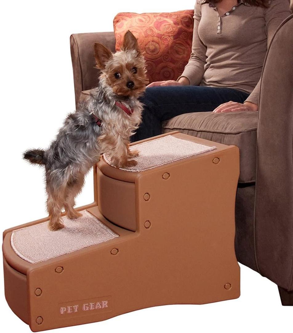 Pet Gear Easy Step II Pet Stairs, 2 Step for Cats/Dogs up to 150 Pounds, Portable, Removable Washable Carpet Tread, No Tools Required