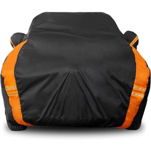 Avecrew SUV Car Cover Waterproof All Weather for Automobiles, Outdoor Full Exterior SUV Covers (Length: 193"-208") (Black-Orange)