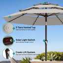 AreShark 9ft 3 Tiers Patio Umbrella with Solar Lights, Outdoor Umbrella w/ 32 LED Lights&8 Sturdy Ribs, Table Umbrella for Deck, Backyard, Pool (Light Gray)