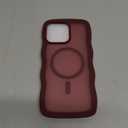 ZTOFERA for iPhone 15 Pro Max Phone Case Compatible with MagSafe, Curly Wave Frame & Matte Translucent Hard Back, Soft Silicone Bumper Shockproof Protective Magnetic Phone Cover-Wine Red