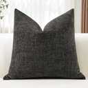 OTOSTAR Chenille Throw Pillow Covers 24x24 Inch Soft Farmhouse Dark Grey Decorative Pillow Covers Solid Square Cushion Case for Sofa Bed Living Room Couch Home Decor (Dark Grey)