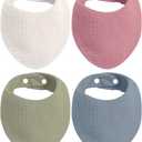 KiddyCare Organic Muslin Baby Bibs for Girls Boys 0-6 Months | Baby Bandana Bibs, Super Soft for Drooling and Teething, Muslin Bib, 8-Color Pack