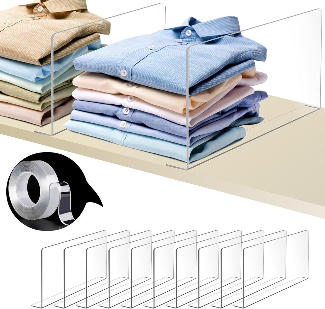 Acrylic Shelf Dividers For Closet OrganizationSweater Organizer For Closet -8pack 8 Tall Clear Plastic Shelf Dividers For Closets Shelves Cabinets