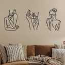 Photect 3 Pcs Metal Wall Art Decor Minimalist Abstract Woman Wall Art Metal Modern Line Drawing Decor Female Single Line Home Hanging for Bedroom Bathroom Living Room Christmas Housewarming(Cute)