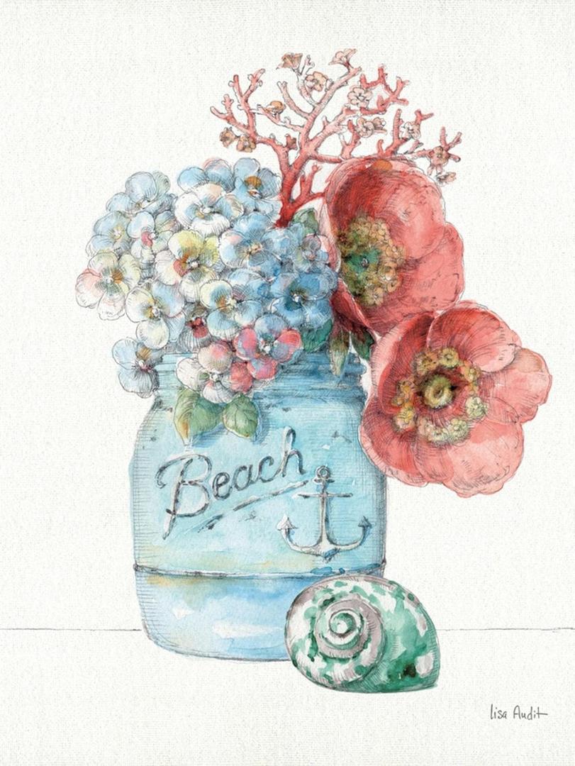 ART.COM Wall Art Print Sea Finds I by Lisa Audit, 12" x 16"