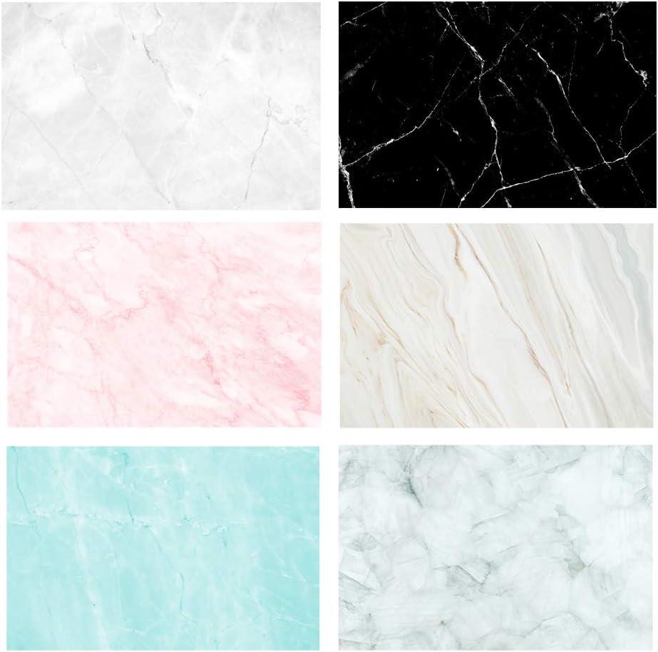 Flat Lay Marble Backdrops Set 3pcs 34x21inches/54x84cm Food Photography Photoshoot Background Double Sided Marble for Photo Studio Jewelry Tabletop Blogger Pictures Props, 6 Patterns