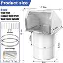 6 Inch Hooded Wall Vent with Screen and Damper, Wall Exhaust Vent Cover, 6 Inch Range Hood Wall Vent Cap, Outdoor Hooded Wall Vent for Dryer Vent, Range Hood, Kitchen, White