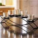 Seraphic Iron Arch Table Centerpiece Decorations Tealight Votive Candle Holder for Weddings, Patio, Kitchen, Dining Room, and Coffee Tables, Black, Clear Chunky 5 Cups