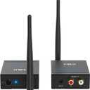 1Mii 2.4Ghz (1 TX + 1 RX) Wireless Audio Transmitter Receiver for TV, 320ft Long Range 20ms Low Delay HiFi Audio, Wireless Adapter Kit for Powered Speaker/Stereo/Soundbar, RCA(3.5mm AUX) Out/Input