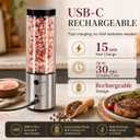 Electric Salt and Pepper Grinder Set, 240ML Large Capacity Rechargeable Salt & Pepper Mill, Stainless Steel, Adjustable Coarseness, USB-C Charging - Kitchen Essentials, Birthday Gifts for Women. (1)