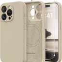 Magnetic for iPhone 15 Pro Max Case, Compatible with MagSafe, [Full Camera Protection][Screen Protector] Silicone Shockproof Protective Phone Case for iPhone 15 Pro Max 6.7", Khaki