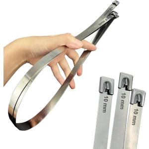 Metal Cable Zip Ties, 24inch Stainless Steel Wire Ties,550LBS Heavy Duty Self-Locking Strap Ties, Steel Cable Tie,Strength for Exhaust Wrap, Garden Ties, pipes, Poultry Fence 40PCS