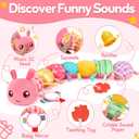 Baby Girls Toys 0-6 Month Music Animal Stuffed Caterpillar Toy for Infant 0-3 3-6 Months Mirror Crinkle Rattle Tummy Time Sensory Toys for 3 4 5 6-12 Month Old Newborn Baby Shower Easter Gifts